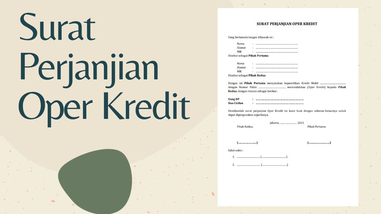 Detail Surat Perjanjian Oper Kredit Nomer 41