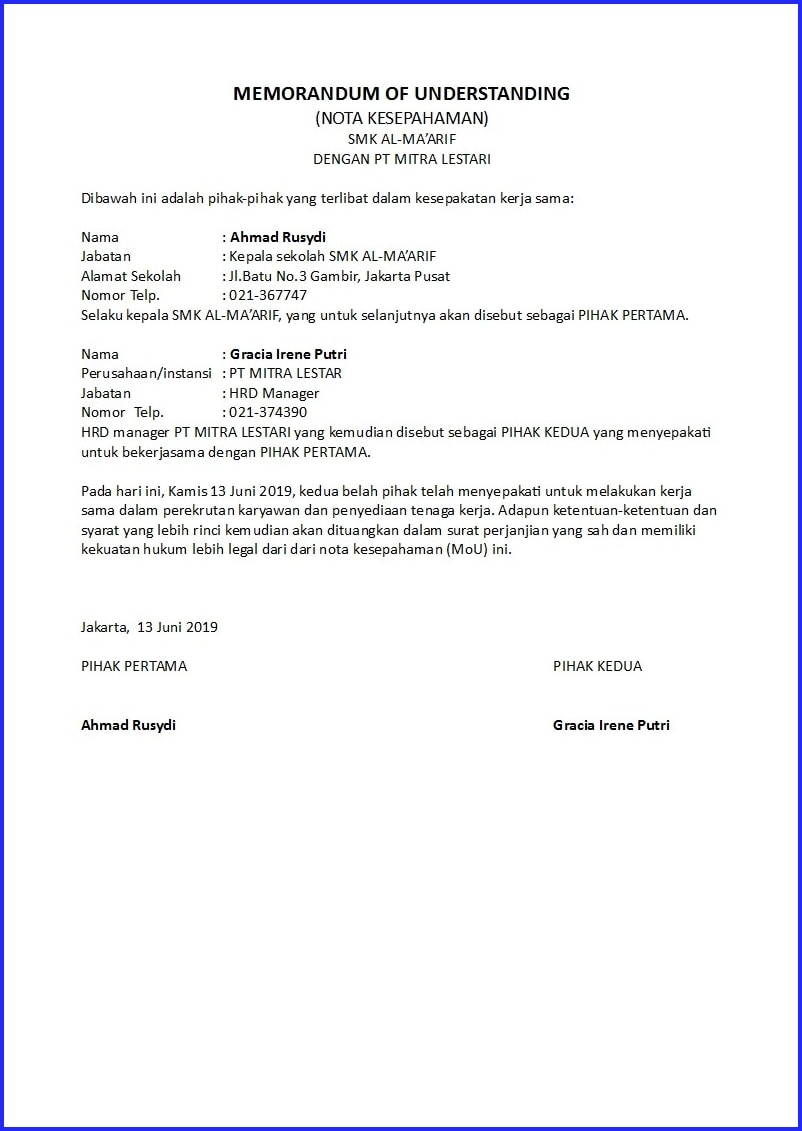 Detail Surat Perjanjian Outsourcing Nomer 31