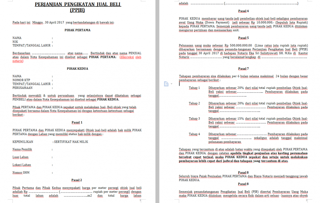 Detail Surat Perjanjian Pembangunan Rumah Nomer 52