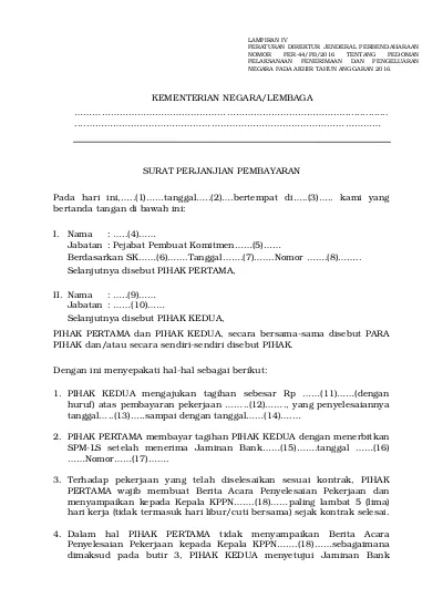 Detail Surat Perjanjian Pembayaran Nomer 13