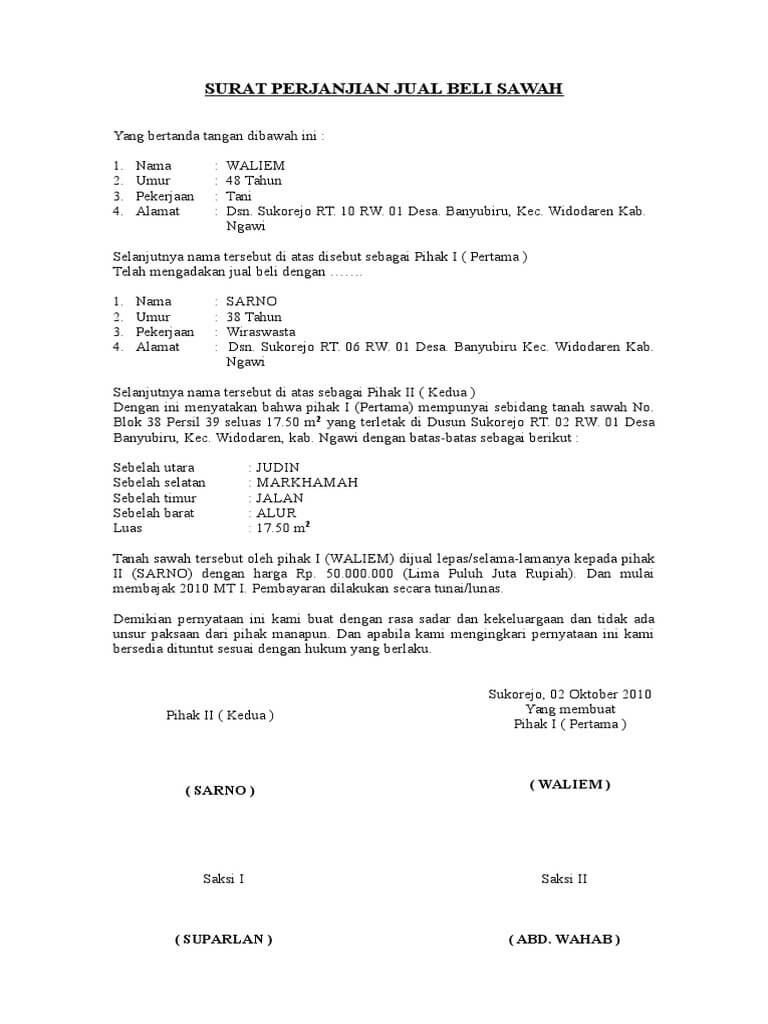 Detail Surat Perjanjian Pembelian Nomer 32