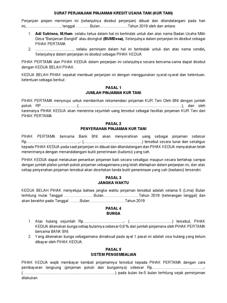 Detail Surat Perjanjian Pinjam Meminjam Nomer 11