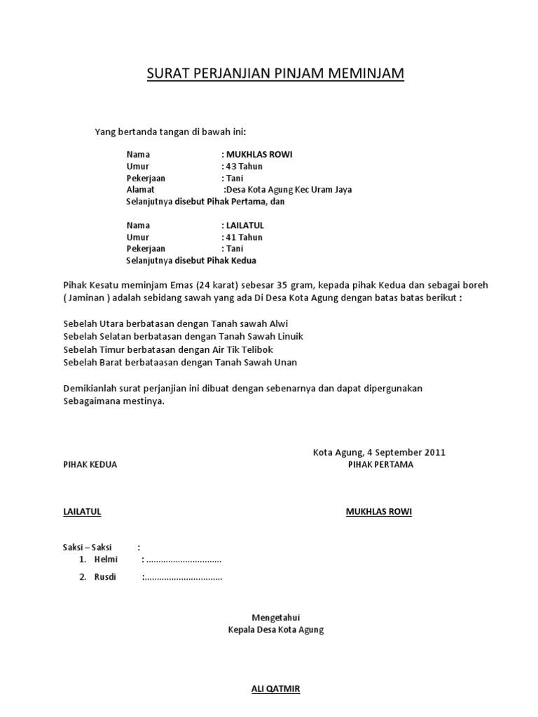 Detail Surat Perjanjian Pinjam Meminjam Nomer 19