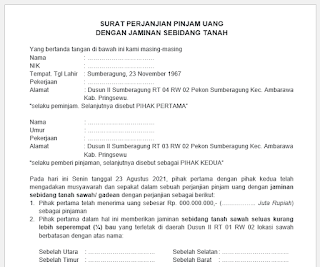 Detail Surat Perjanjian Pinjam Meminjam Nomer 45