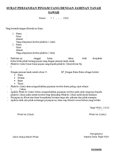 Detail Surat Perjanjian Pinjam Uang Nomer 19