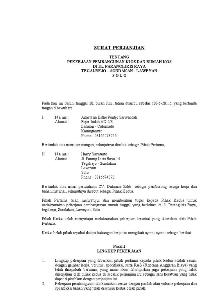 Detail Surat Perjanjian Renovasi Rumah Nomer 8