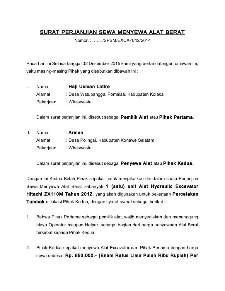 Detail Surat Perjanjian Sewa Menyewa Barang Nomer 14