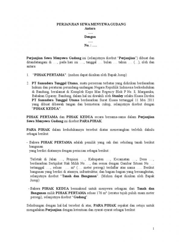 Detail Surat Perjanjian Sewa Menyewa Barang Nomer 17