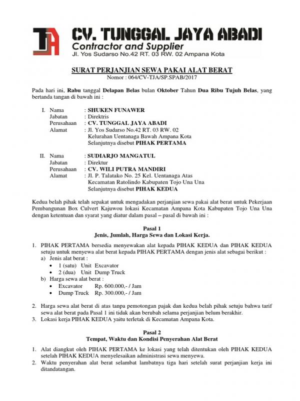 Detail Surat Perjanjian Sewa Menyewa Barang Nomer 4