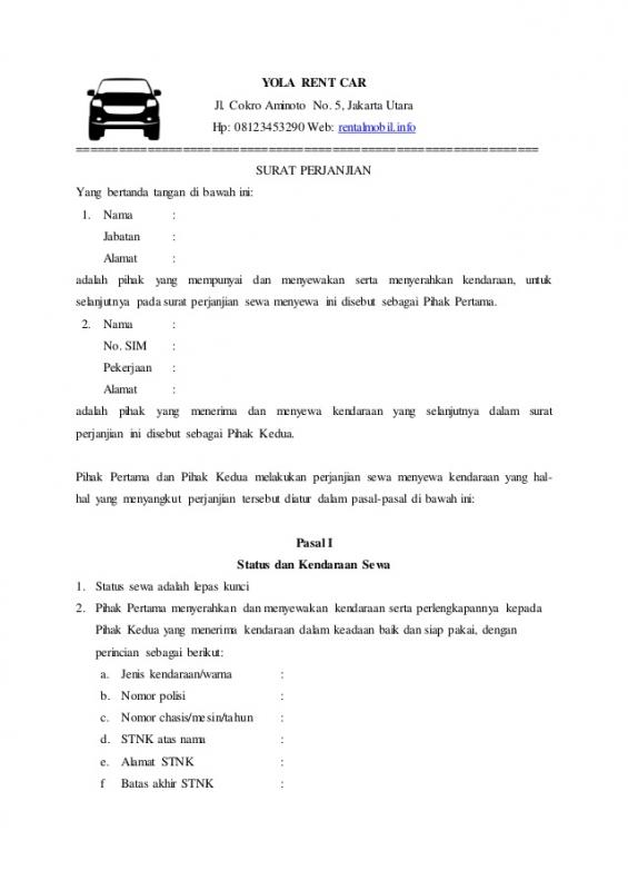 Detail Surat Perjanjian Sewa Menyewa Barang Nomer 33