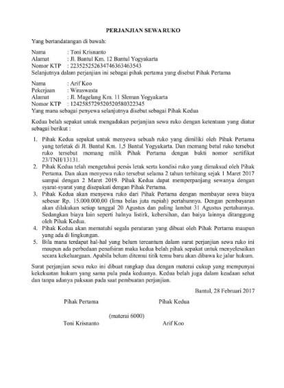 Detail Surat Perjanjian Sewa Menyewa Barang Nomer 5