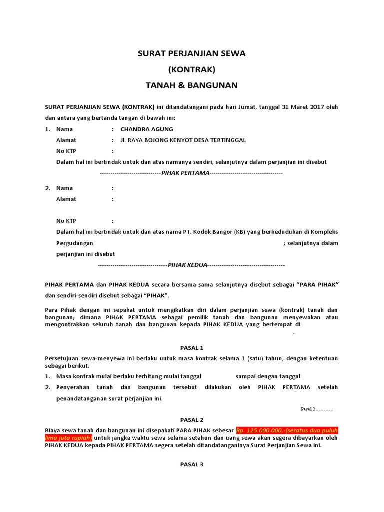 Detail Surat Perjanjian Sewa Menyewa Barang Nomer 40