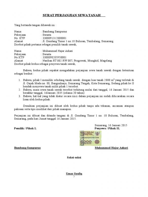 Detail Surat Perjanjian Sewa Menyewa Barang Nomer 8