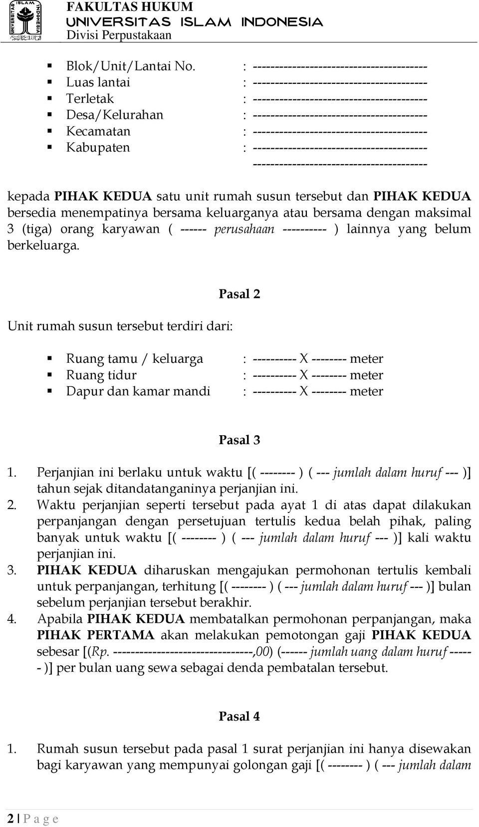 Detail Surat Perjanjian Sewa Menyewa Kios Nomer 46