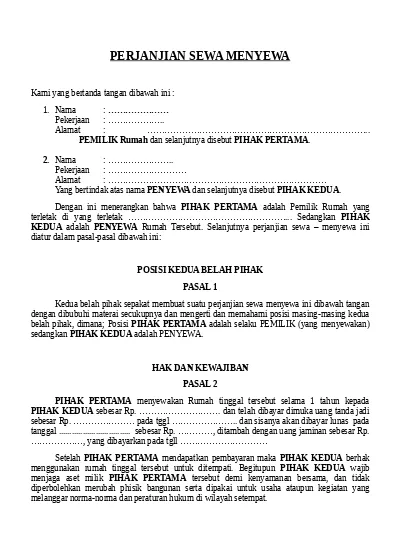 Detail Surat Perjanjian Sewa Mobil Nomer 48