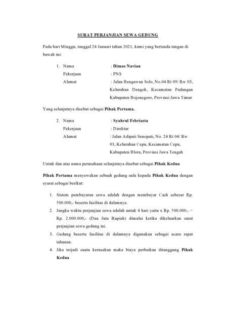 Detail Surat Perjanjian Sewa Tempat Usaha Nomer 27