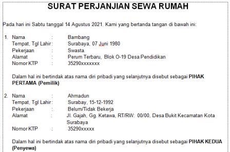 Detail Surat Perjanjian Sewa Tempat Usaha Nomer 37