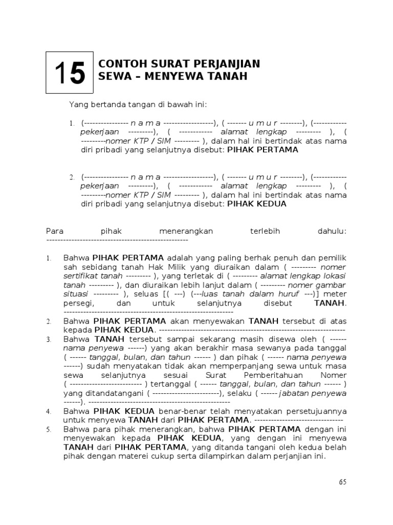 Detail Surat Perjanjian Sewa Tempat Usaha Nomer 52