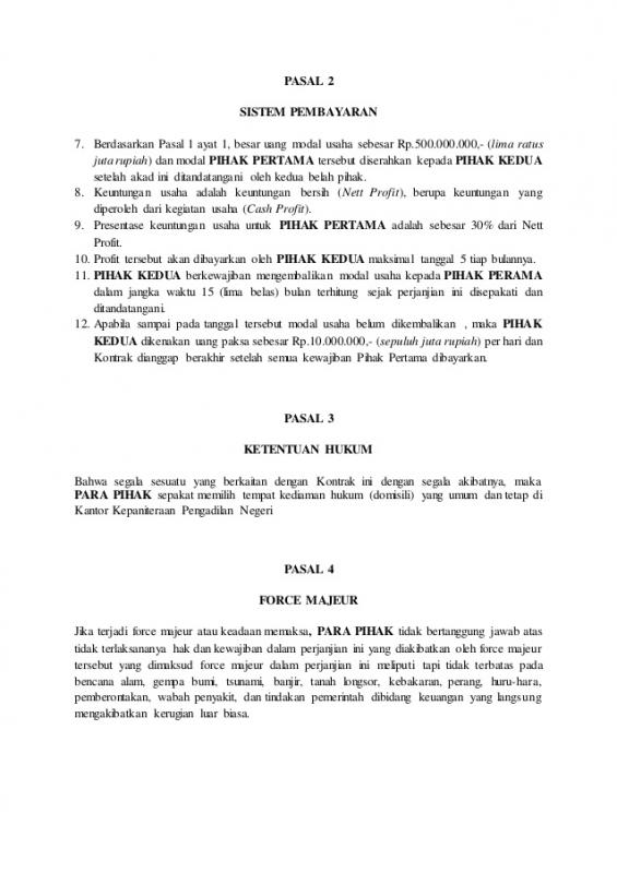 Detail Surat Perjanjian Usaha Modal Bersama Nomer 3