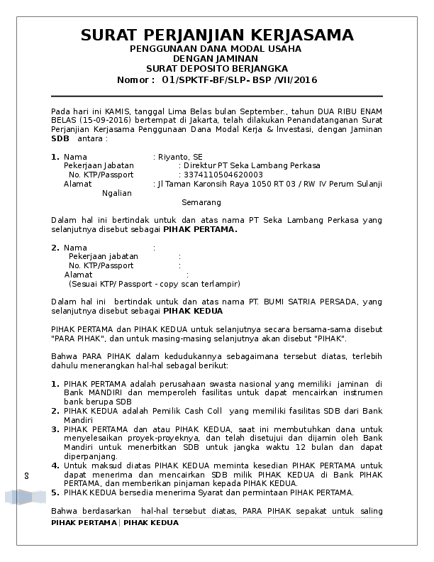 Detail Surat Perjanjian Usaha Modal Bersama Nomer 34