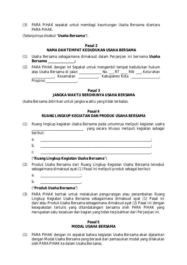 Detail Surat Perjanjian Usaha Modal Bersama Nomer 40