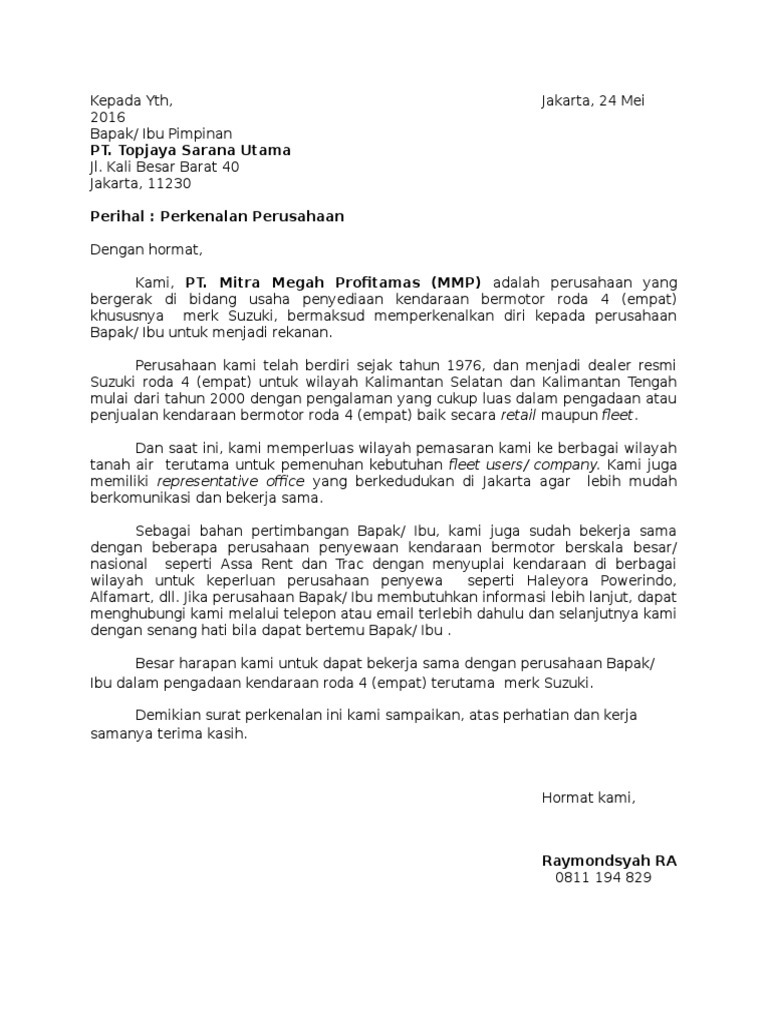 Detail Surat Perkenalan Diri Nomer 8