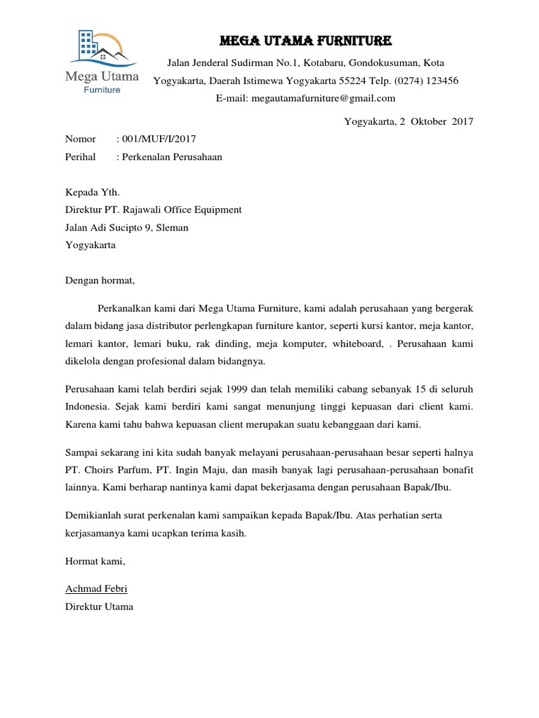 Detail Surat Perkenalan Perusahaan Nomer 4