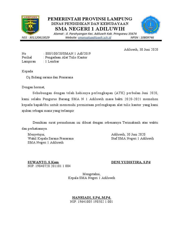 Detail Surat Permintaan Atk Nomer 48