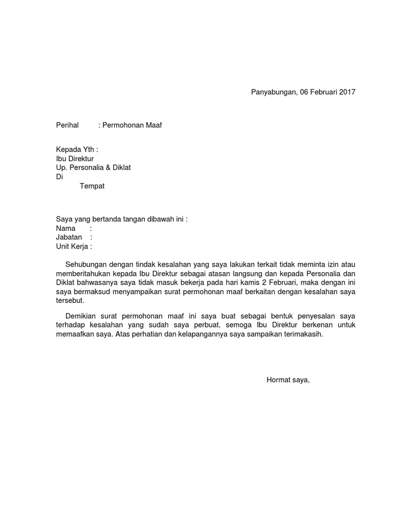 Detail Surat Permintaan Maaf Nomer 43