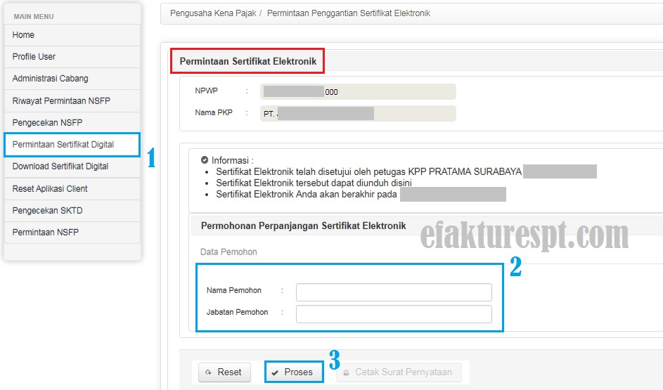 Detail Surat Permintaan Sertifikat Elektronik Nomer 24