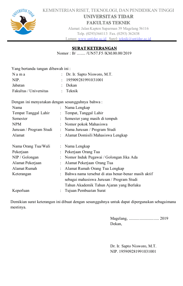 Detail Surat Permohonan Aktif Kuliah Nomer 3