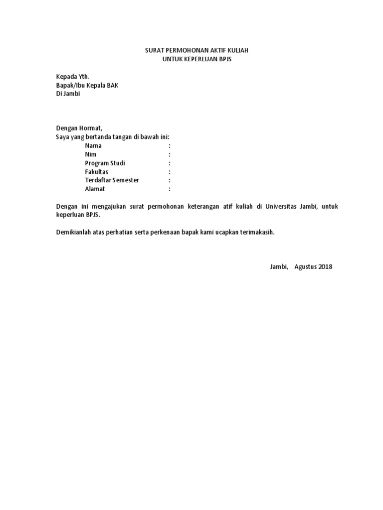 Detail Surat Permohonan Aktif Kuliah Nomer 5