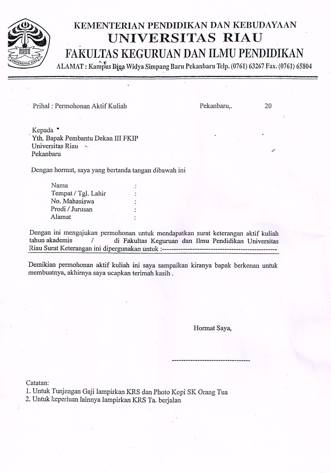 Detail Surat Permohonan Aktif Kuliah Nomer 46