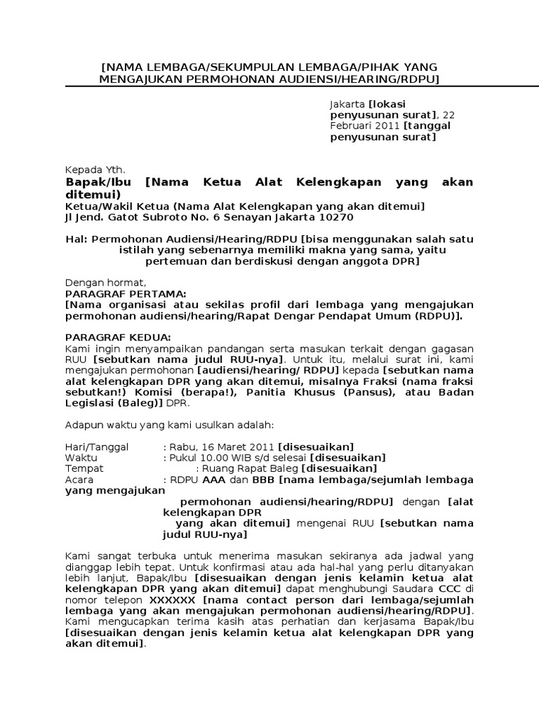 Detail Surat Permohonan Audiensi Nomer 22