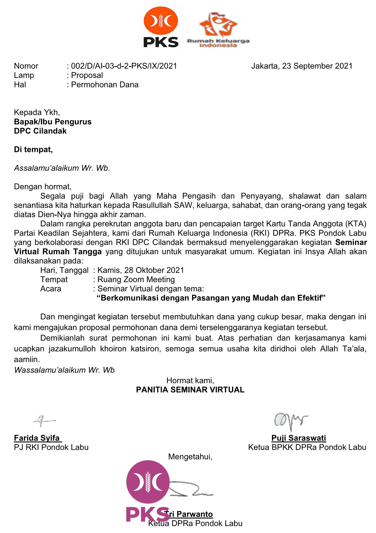 Detail Surat Permohonan Dana Kegiatan Nomer 49