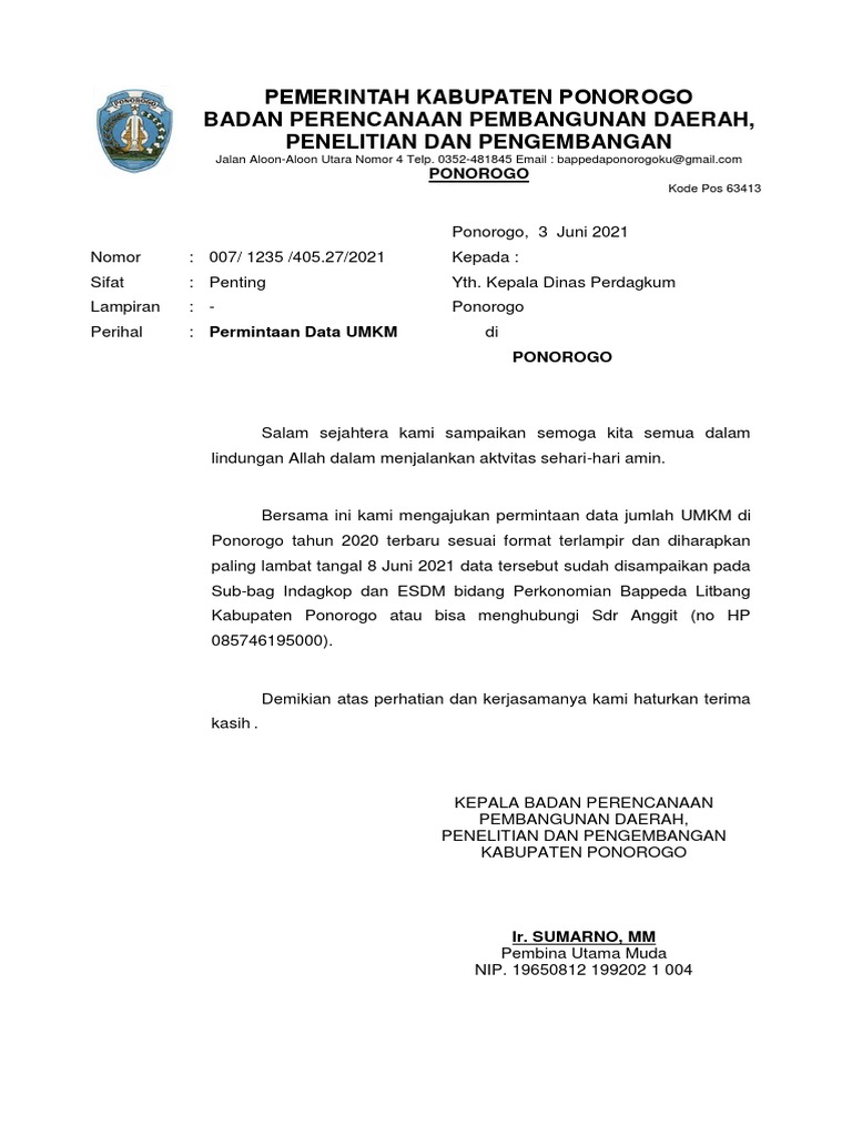 Detail Surat Permohonan Data Nomer 15