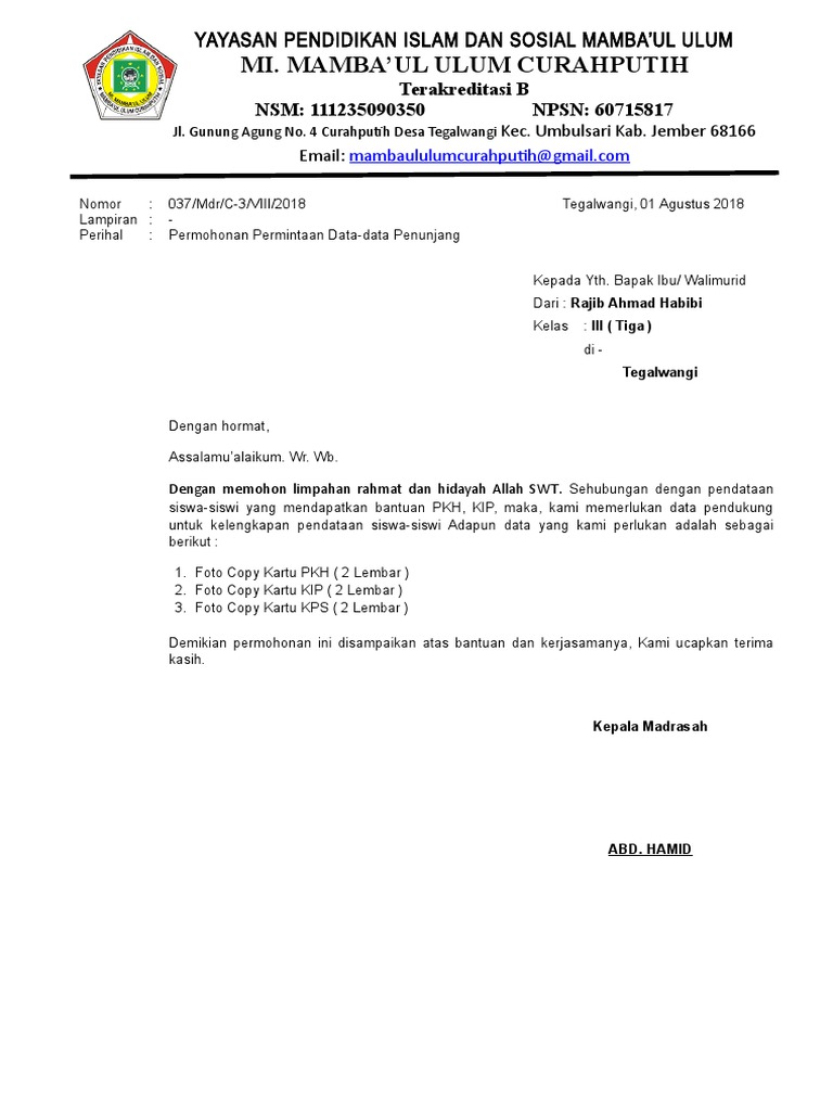 Detail Surat Permohonan Data Nomer 29