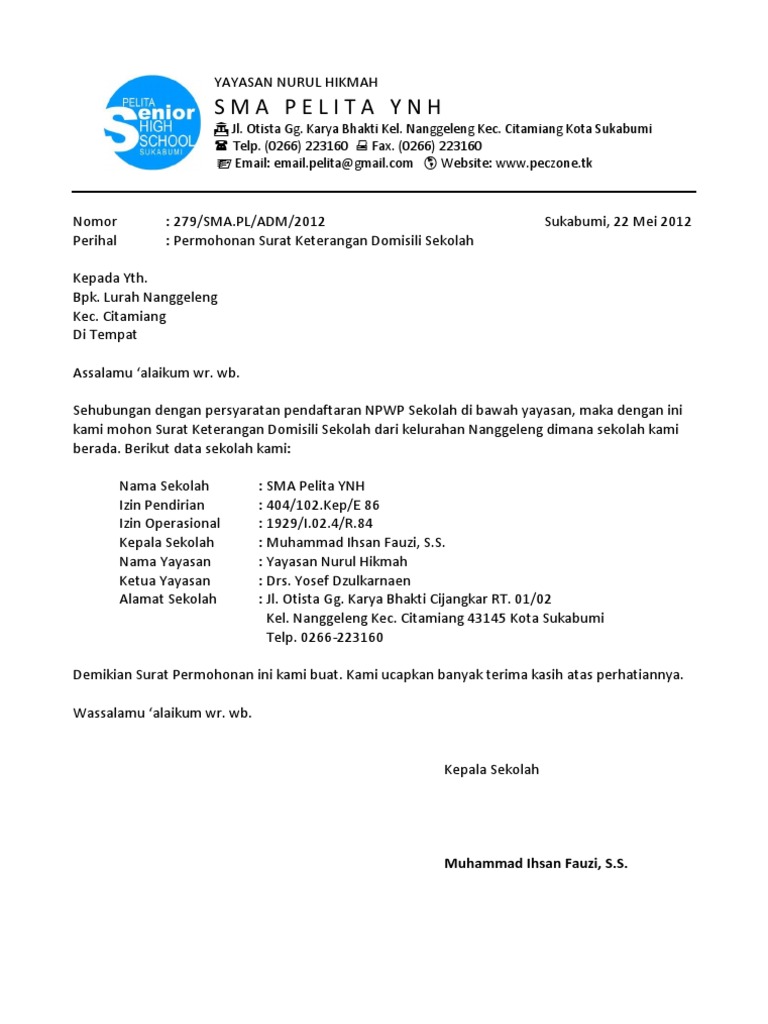 Detail Surat Permohonan Domisili Nomer 13