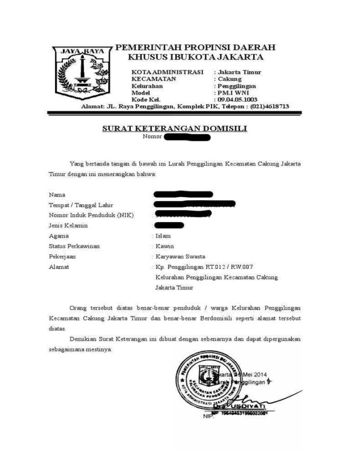 Detail Surat Permohonan Domisili Nomer 14