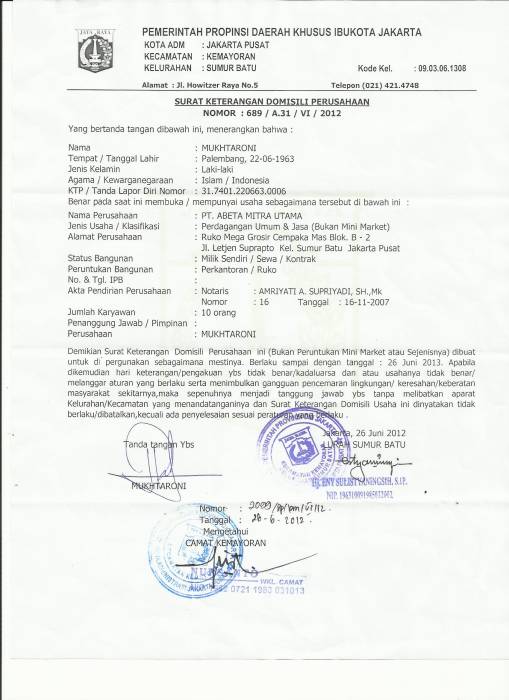Detail Surat Permohonan Domisili Nomer 20