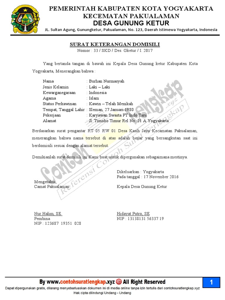 Detail Surat Permohonan Domisili Nomer 24