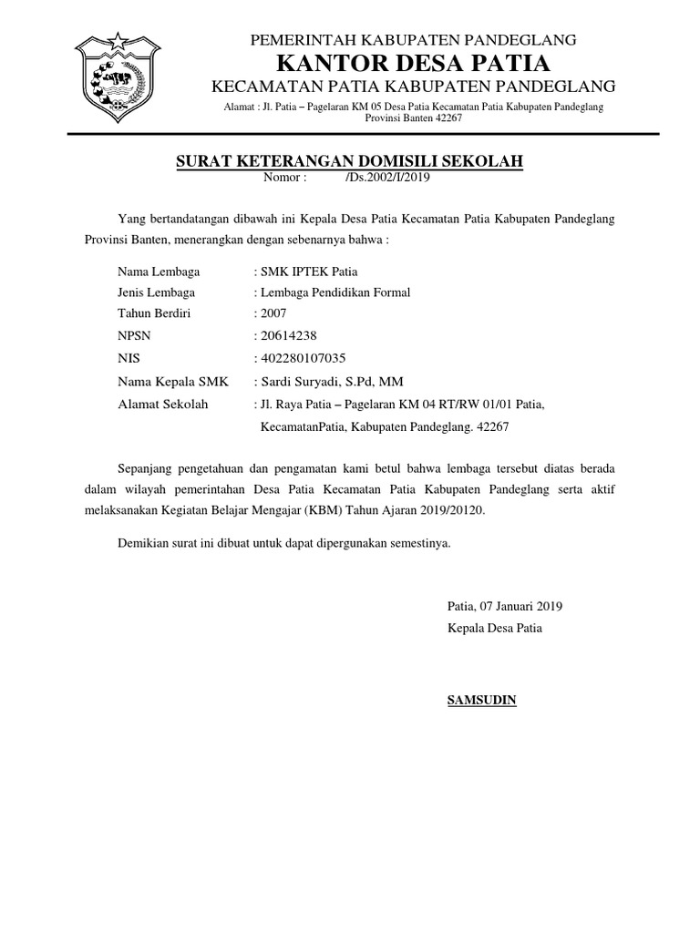 Detail Surat Permohonan Domisili Nomer 25