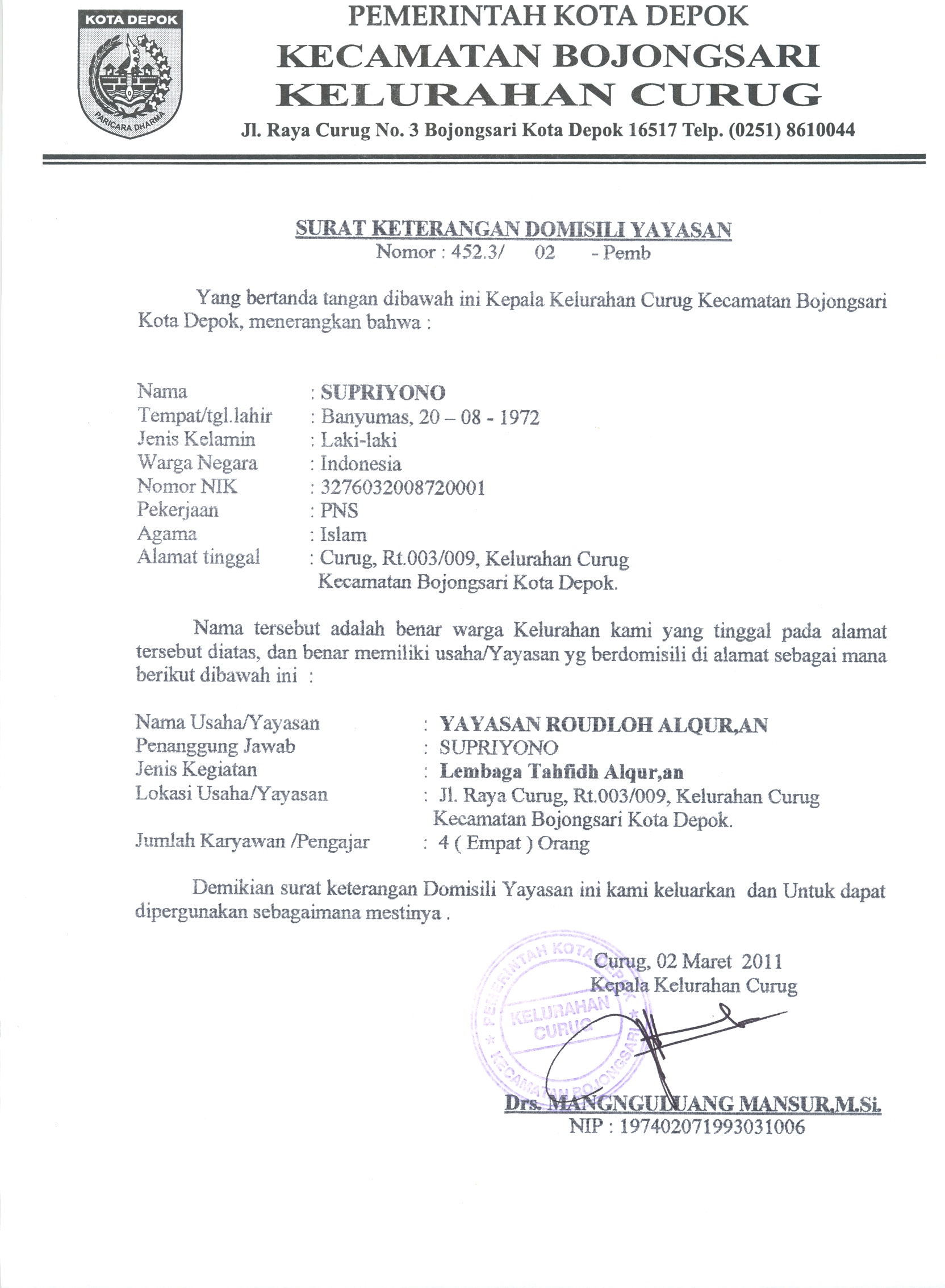 Detail Surat Permohonan Domisili Nomer 27