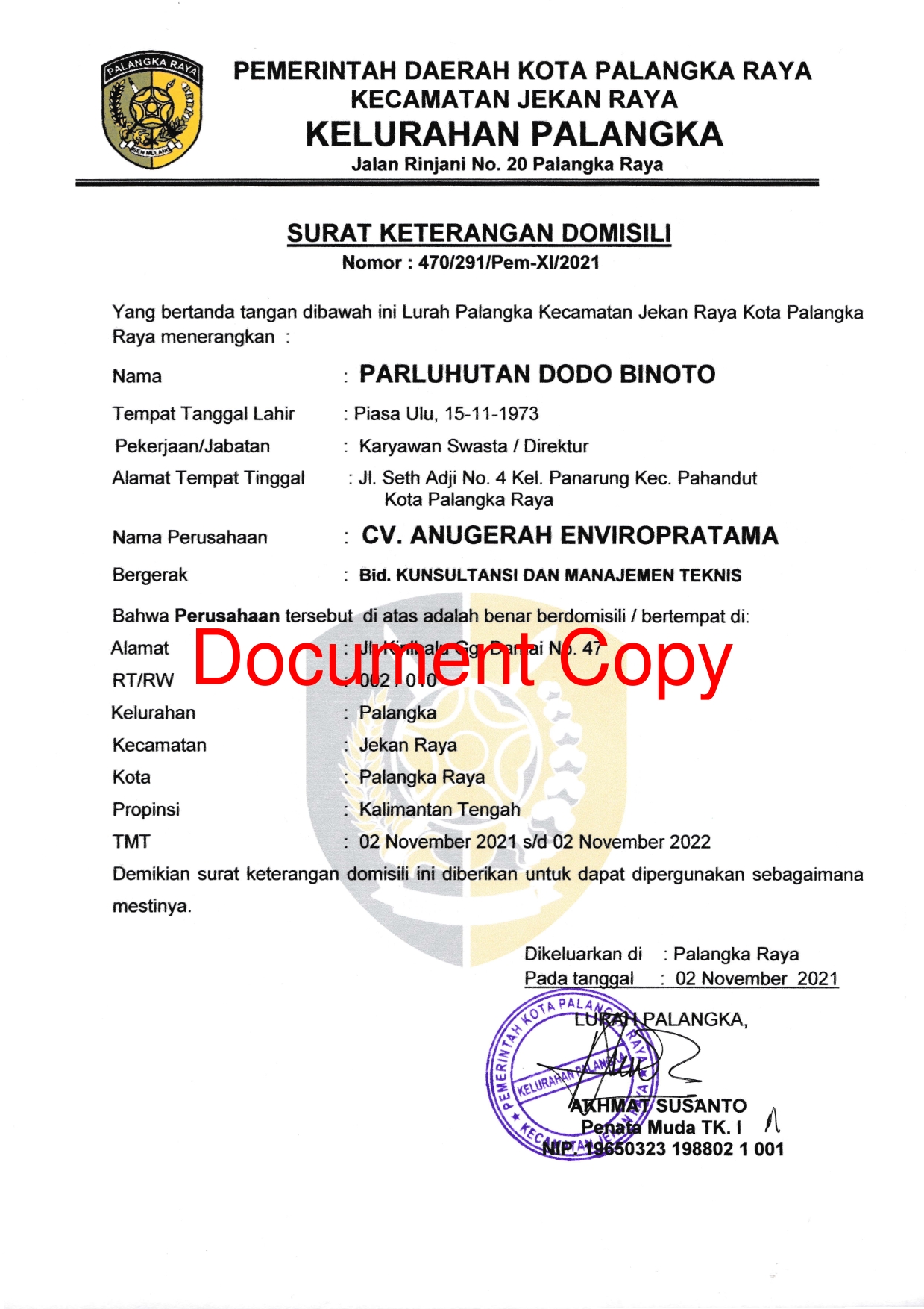 Detail Surat Permohonan Domisili Nomer 30