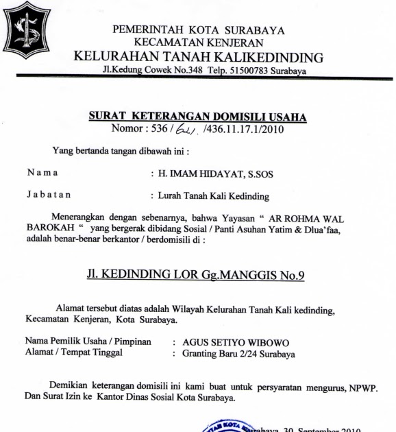 Detail Surat Permohonan Domisili Nomer 35
