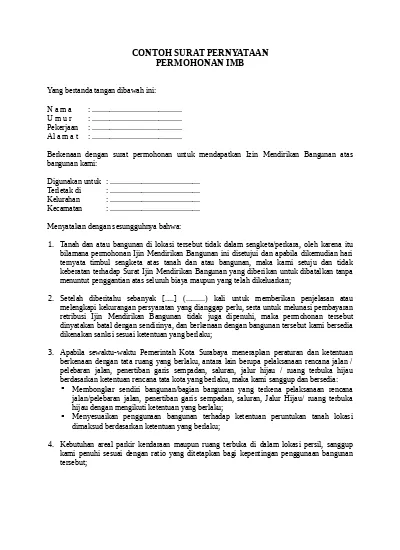 Detail Surat Permohonan Imb Nomer 12