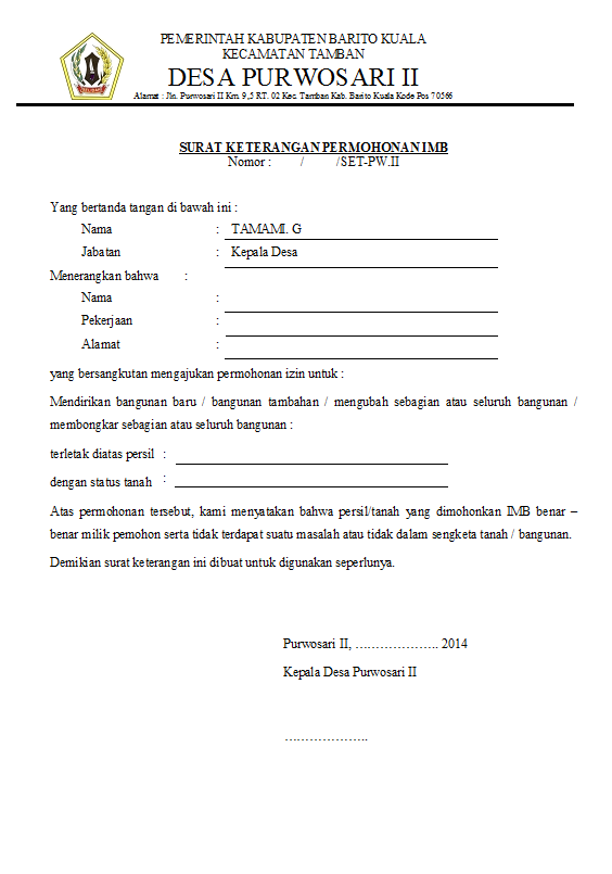 Detail Surat Permohonan Imb Nomer 18