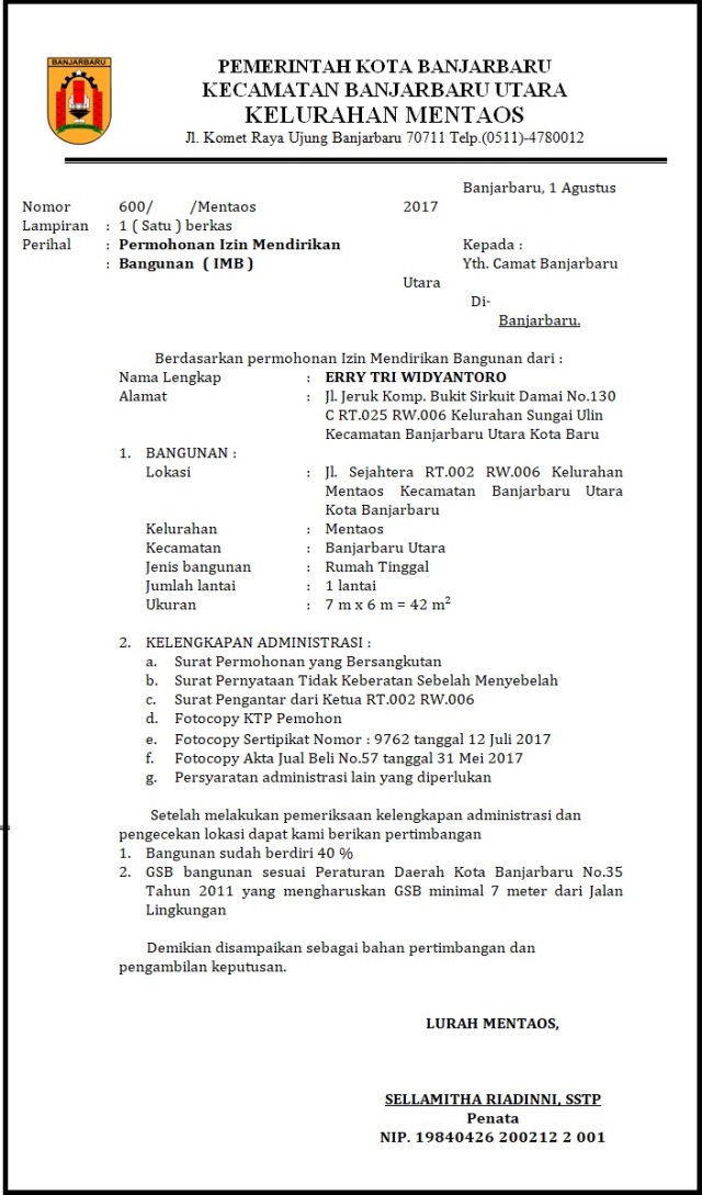 Detail Surat Permohonan Imb Nomer 6