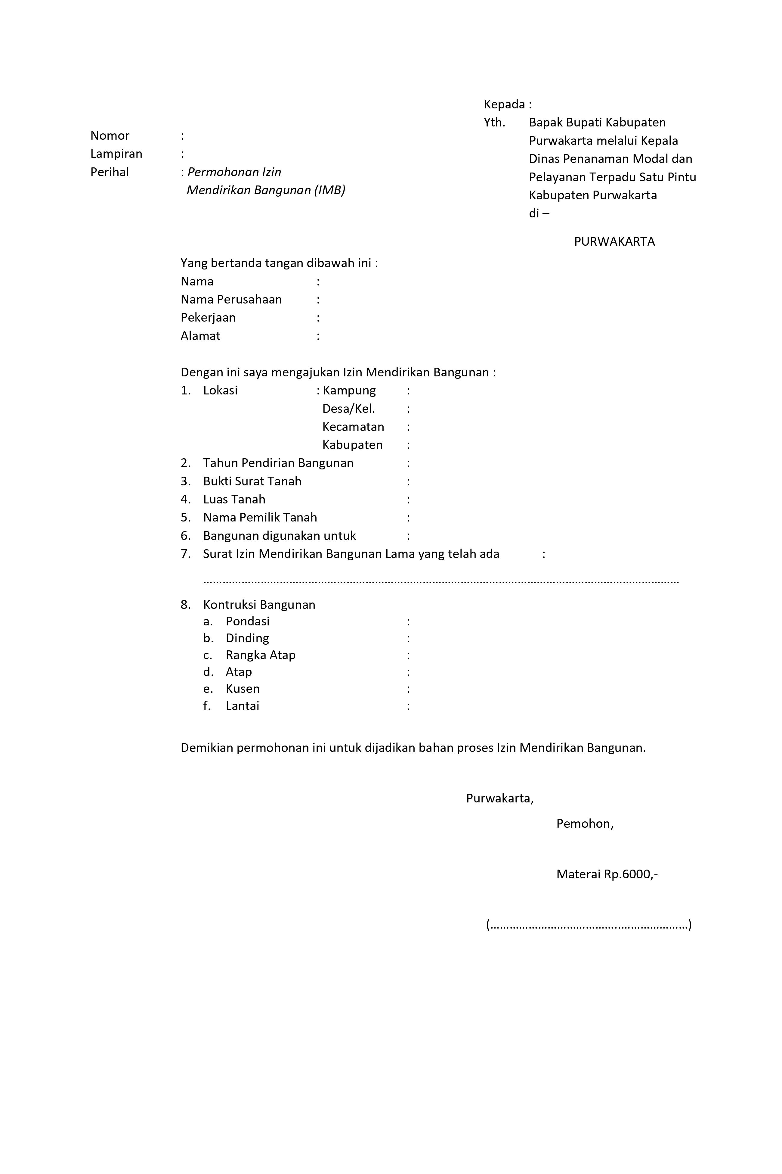 Detail Surat Permohonan Imb Nomer 7