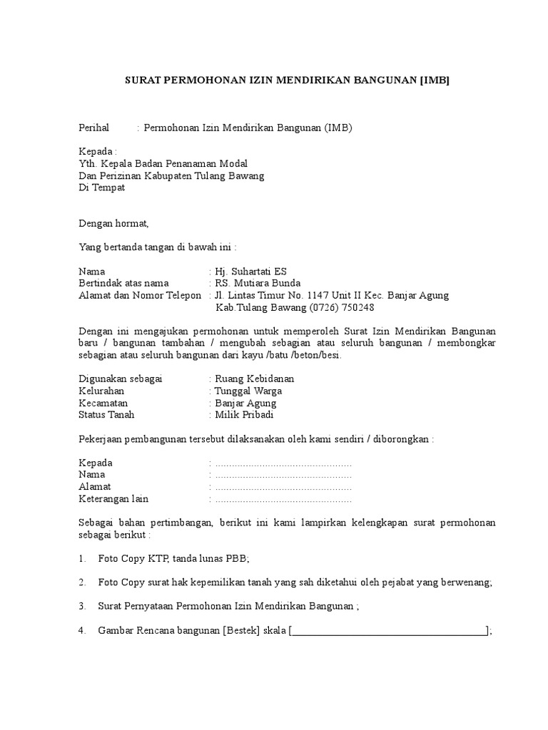 Detail Surat Permohonan Imb Nomer 10